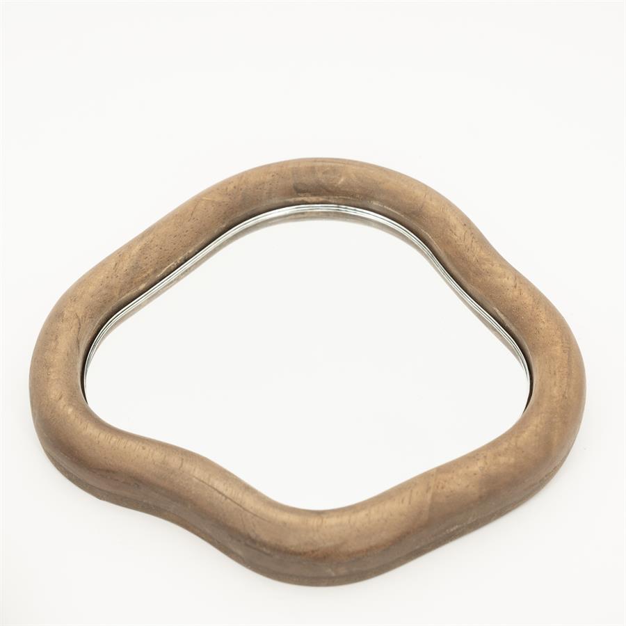 Ronde houten en metalen handgreep voor meubels, geschikt voor keukenkastjes en ladegrepen, met een natuurlijke houtafwerking en een modern design.