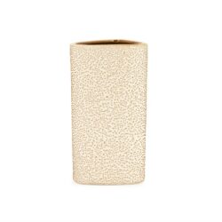 Elegant keramieken vaas met gouden stippen design, perfect voor modern interieur en decoratie, verkrijgbaar bij Mokana Meubelen.