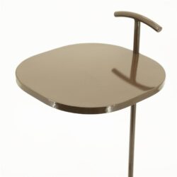 Roestvrijstalen serveertrolley met handvat en glazenplateau, modern design, ideaal voor drinks en hapjes, elegante meubelstuk, Mokana Meubelen.