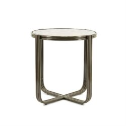 Moderne bijzettafel van metaal in een taupe kleur, strakke en tijdloze design voor in elke woonkamer of slaapkamer.