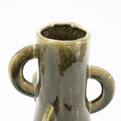 Kunstzware keramieken vaas met twee handvatten, glanzend afwerking, modern design, home decor, Mokana Meubelen.