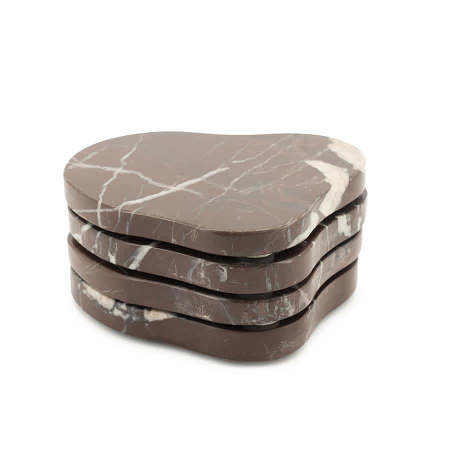 Elegantige marmeren bierviltjes set, stijlvolle wcreaties voor op je eettafel of salon, luxe sfeer, duurzame materialen, tijdloos ontwerp.