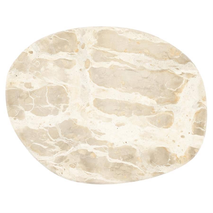 Luxe marmeren tafelblad met natuurlijke beige en crème tinten, perfect voor elegante interieurdecoratie.