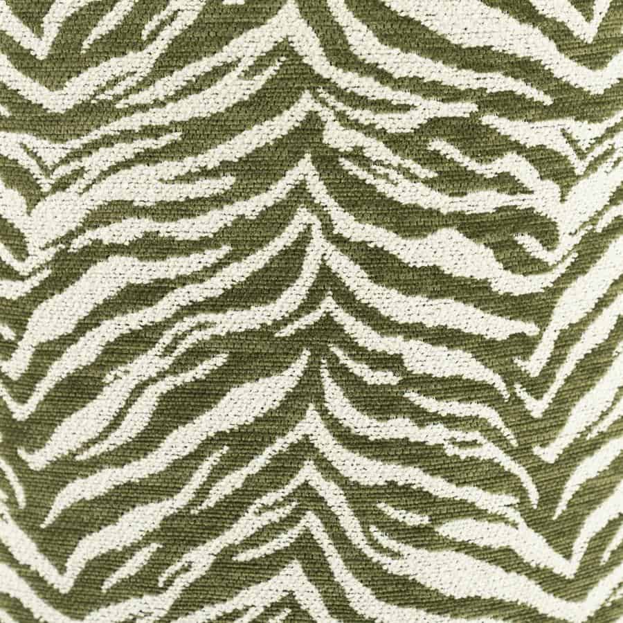 Zebra print stof in groen en wit, perfect voor interieur decoratie en meubels.