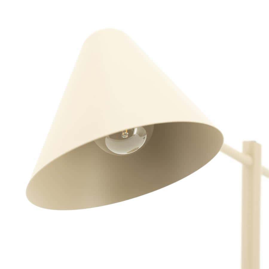 Zacht beige tafellamp met moderne design en E27-fitting, perfect voor gezellige sfeer in woonkamer of slaapkamer. Elegant en functioneel meubilair van Mokana Meubelen.