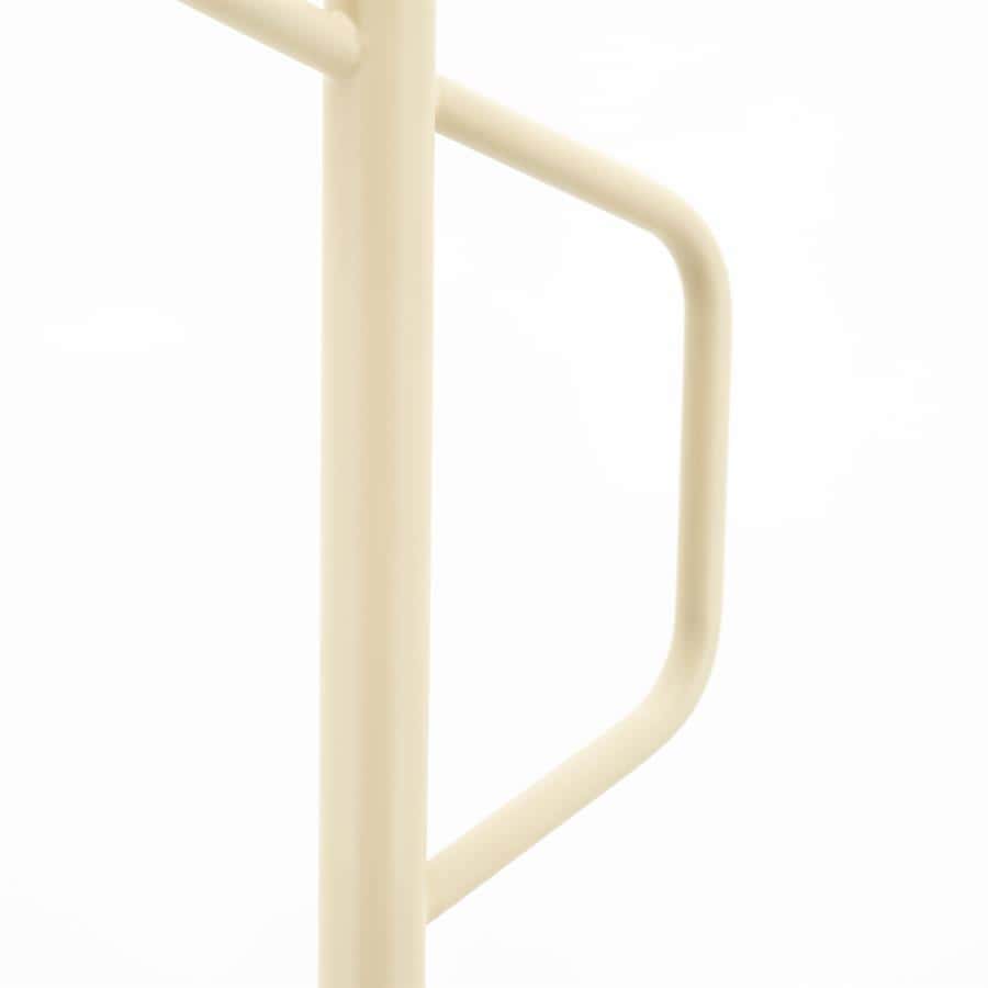 Metaalframe stoel, minimalistisch modern design, crème witte afwerking, stevige constructie, geschikt voor woonkamer of kantoor.