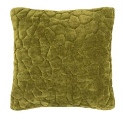 Geborsteld groene velvet sierkussen met geometrisch patroon, elegante woonaccessoire voor modern interieur.