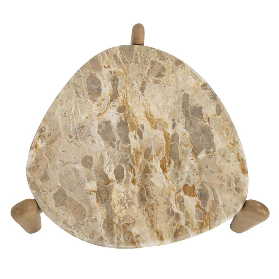 Rustieke natuurstenen saladebord op houten voet voor modern en landelijk interieur.