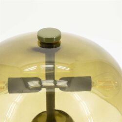 Gele glazen lamp met groene knop, modern design, vintage uitstraling, perfecte verlichting voor woonkamer of kantoor, unieke decoratie, Mokana Meubelen.