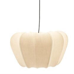 Vintage design plafondlamp met beige stoffen kap, moderne en elegante verlichting voor woon- en slaapkamer. Mokana Meubelen biedt stijlvolle meubeloplossingen voor uw interieur.