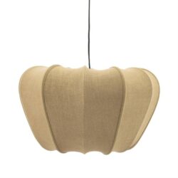Elegant beige stoffen hanglamp, perfect voor een warme en sfeervolle interieuruitstraling. Mokana Meubelen biedt stijlvolle en comfortgerichte meubel- en verlichtingsoplossingen.