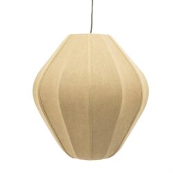 Lichtbruine stoffen hanglamp, moderne design sfeerverlichting voor woonkamer of eetkamer.