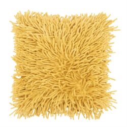Zwevende gele shaggy vloerkleed met lange, zachte franse poolvezels in een vierkante vorm. Perfect voor een modern, speels interieur, toegevoegd voor stijl en comfort.