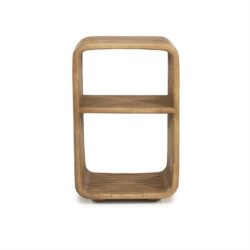 Gerestaureerde houten nachtkastje, naturel eikenhout, minimalistisch design, Mokana Meubelen.