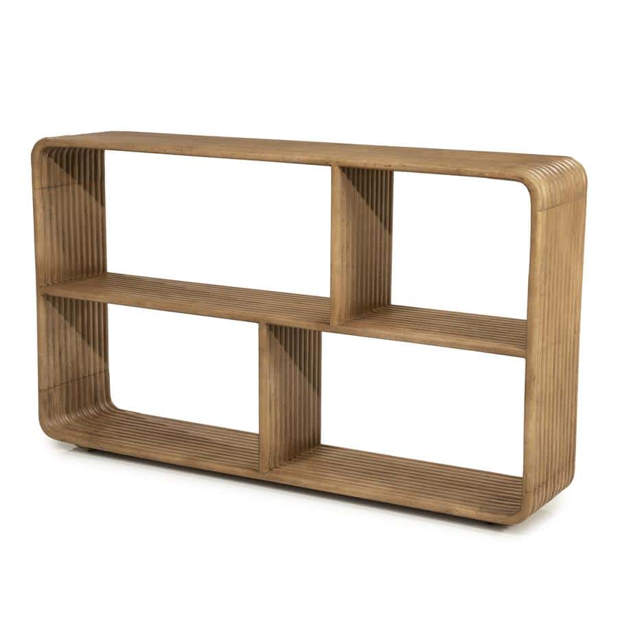 Geleverd door Mokana Meubelen, een stijlvolle houten roomdivider met een modern design en warme natuurlijke uitstraling. Perfect voor het creëren van sfeer en functionaliteit in elk interieur.