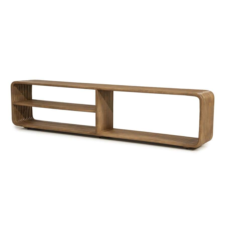 250453_80 Moderne houten tv-meubel met open opbergruimte en strakke afwerking, ideaal voor een eigentijdse woonstijl.