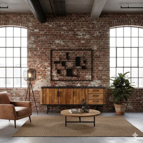 TV Meubel Somo teakhout zwart blad