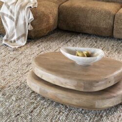 Elegante houten salontafelset met natuurlijke uitstraling, ideaal voor moderne en landelijke interieurs bij Mokana Meubelen.