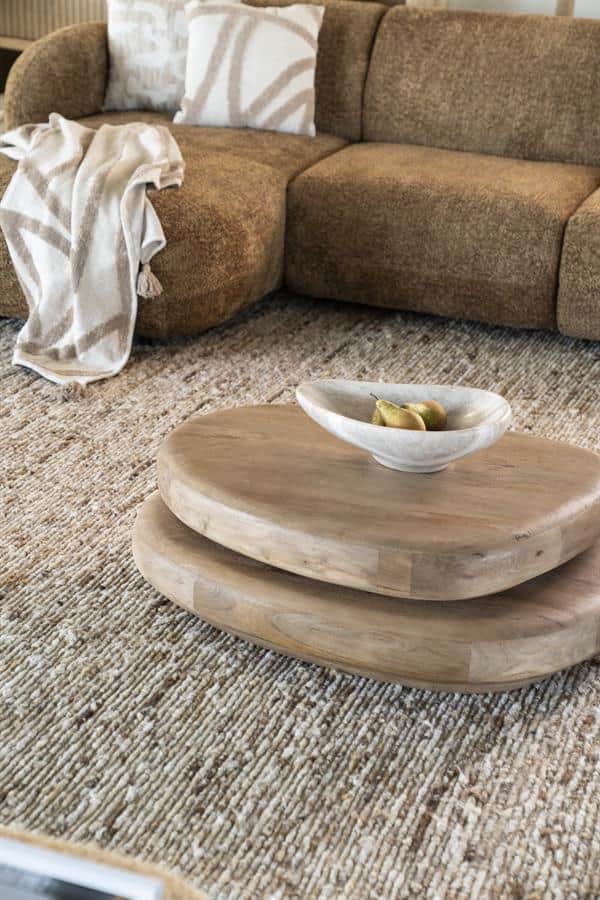 Elegante houten salontafelset met natuurlijke uitstraling, ideaal voor moderne en landelijke interieurs bij Mokana Meubelen.