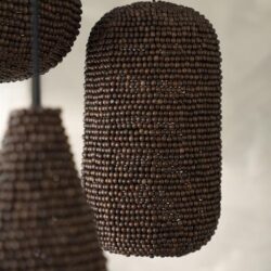 Rustiek hanglamp gemaakt van koffiebonen set, duurzame houten design verlichting, originele decoratie voor woning en koffiehoek.