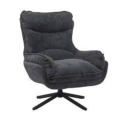 Robuuste zwarte stoffen relaxfauteuil met draaivoet, comfortabel en modern ontwerp, perfect voor woonkamer of lounge, duurzaam en stijlvol meubel van Mokana Meubelen.