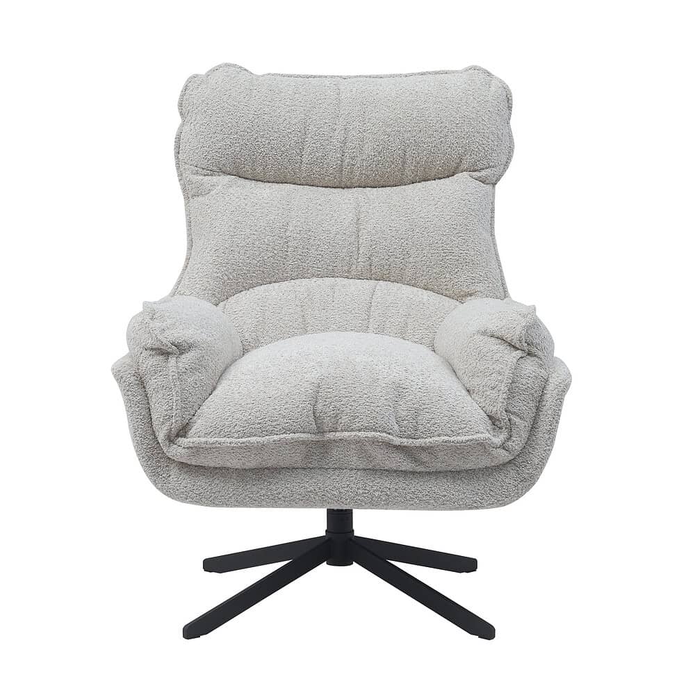 Zachte stoffen relaxfauteuil met schommelmechanisme, comfortabele clubstoel met katoenen bekleding en verstelbare hoofdsteun, modern design voor woonkamer en lounge, Mokana Meubelen.