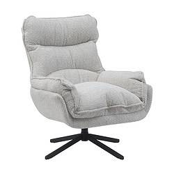 Comfortabele moderne relaxstoel met zachte stoffen bekleding en draaibare onderstel, perfect voor een stijlvolle en gezellige zithoek.
