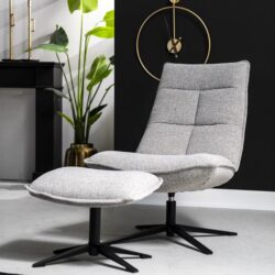 Fauteuil Marcus met voetenbank- licht grijs Baquer
