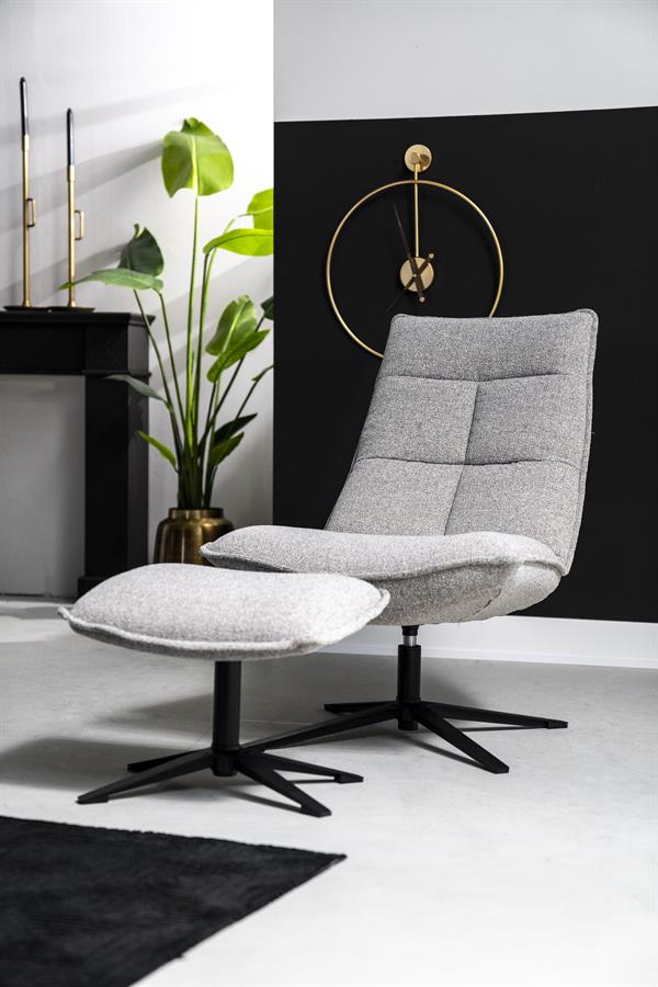 Fauteuil Marcus met voetenbank- licht grijs Baquer