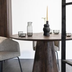 Eettafel Aron rond 130 - bruin