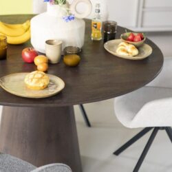 Eettafel Aron rond 130 - bruin