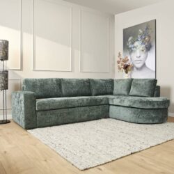Zitting bank in groen fluweel, modern design voor comfortabele woonkamer, hoogwaardige meubels van Mokana Meubelen.