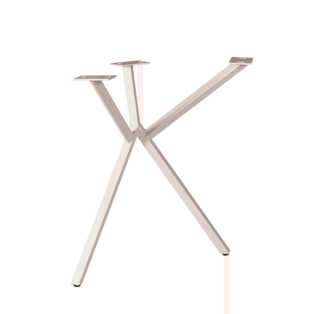 Moderner Esstischsockel von Mokana Furniture aus hochwertigem Stahl in schlichter weißer Ausführung. Perfekt für einen zeitgemäßen und robusten Esstisch in jedem Wohnbereich.