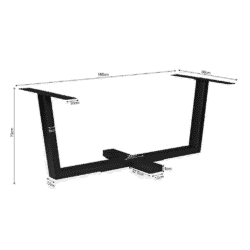 STF-0005-DIM-1024x1024 Robuust zwart onderstel voor tafel, met verstelbare hoogte en stevige constructie, perfect voor maatwerk meubelen en interieurprojecten.