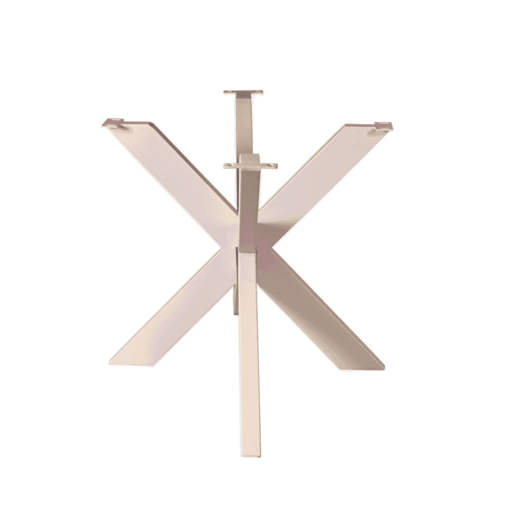 Stabiler Metalltischfuß in modernem Design, geeignet für maßgefertigte Esstische oder Arbeitstische, erhältlich bei Mokana Furniture.