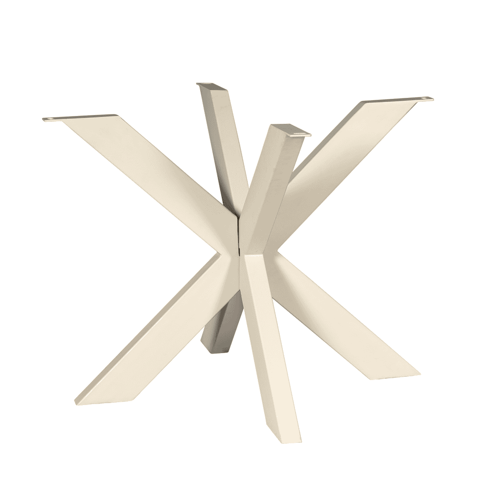 Robuuste moderne eetkamertafelbasis in wit gelakt hout, ontworpen door Mokana Meubelen. Perfect voor een eigentijdse eetkamer met strakke lijnen en hoogwaardige afwerking.