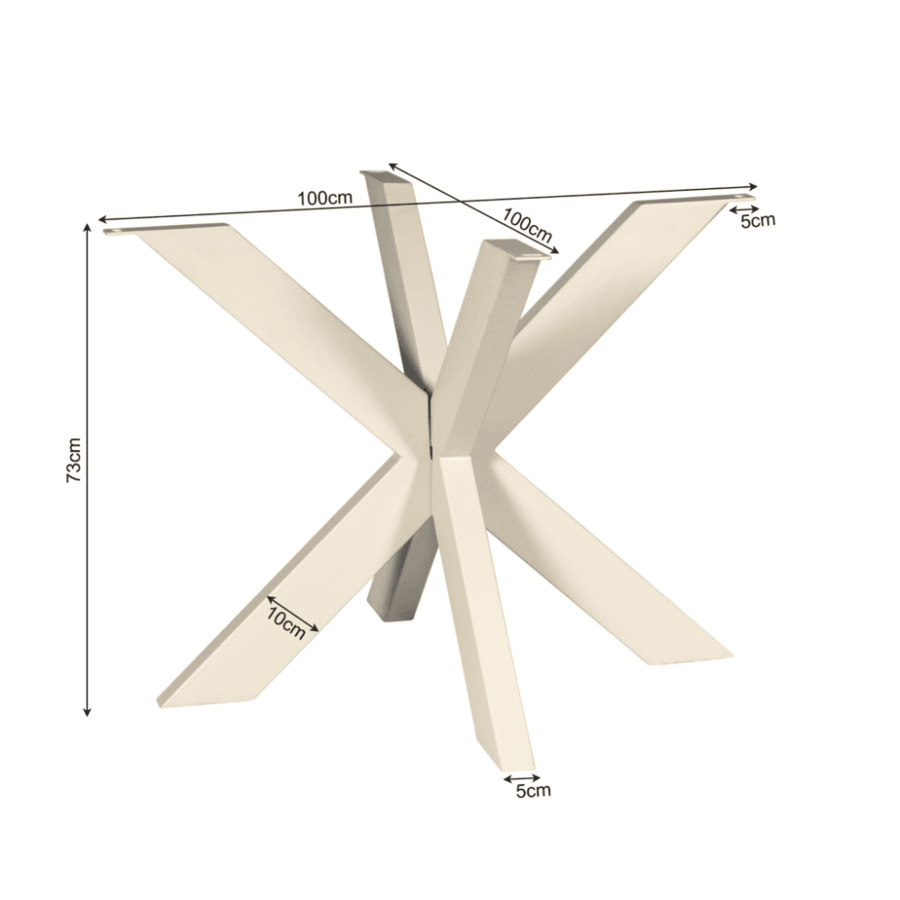 Elegante witte eettafel onderstel met robuuste houten poten, perfect voor moderne woonkamers en keukens. Duurzaam en stijlvol design met afmetingen 73 cm hoog en 100 cm breed.