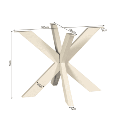 Elegante witte eettafel onderstel met robuuste houten poten, perfect voor moderne woonkamers en keukens. Duurzaam en stijlvol design met afmetingen 73 cm hoog en 100 cm breed.
