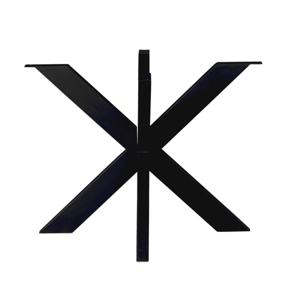 Robuuste zwarte metalen tafelonderstel, industrieel design, geschikt voor maatwerk tafels, modern meubelonderdeel, perfecte basis voor woonkamer of kantoor.