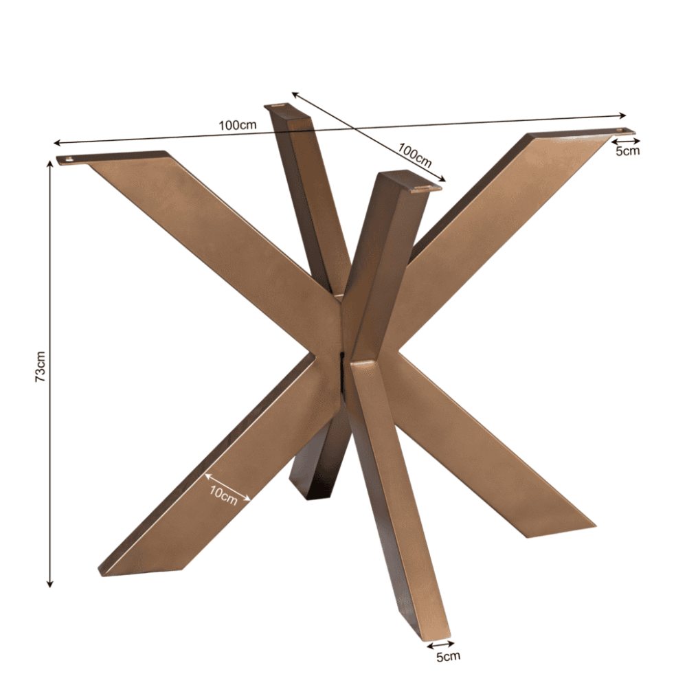 Elegante houten tafelonderstel met afmetingen en moderne ontwerp voor maatwerk tafels, ideaal voor woonkamer of kantoorinterieur.