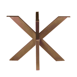 Modern metalen tafelonderstel in bronskleur voor maatwerk tafels en meubelprojecten.