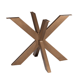 Antiek metalen tafelonderstel in bronskleur, geschikt voor maatwerk eettafels en salontafels, robuust en stijlvol design van Mokana Meubelen.