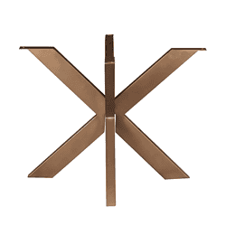 Robuuste metalen tafelonderstel in een matbruine finish, geschikt voor maatwerk tafels en eettafels, modern design, stevige constructie, geschikt voor zowel privé als zakelijke omgevingen.