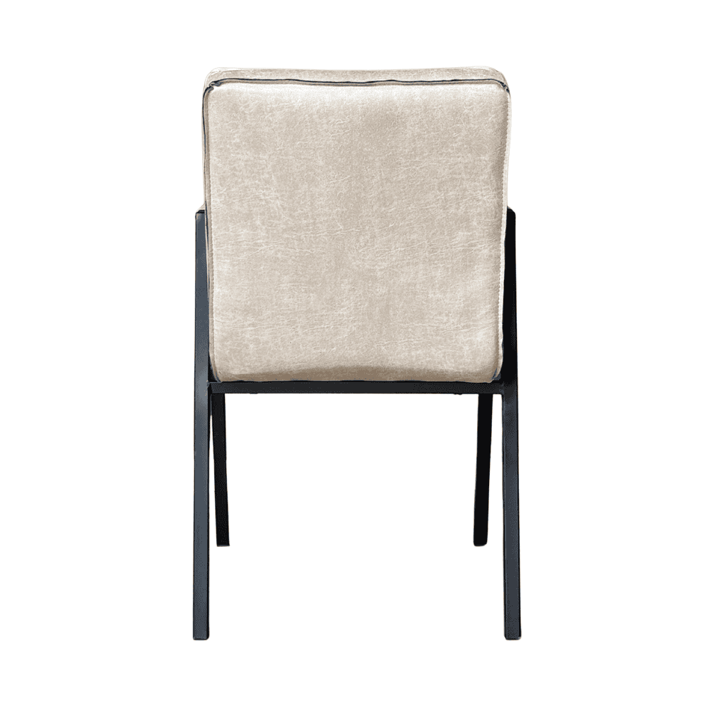 Elegant eetstoel met beige velvet bekleding en zwart frame, perfect voor moderne interieurs. Comfortabel, stijlvol en duurzaam, ideaal voor thuis of in een restaurant.