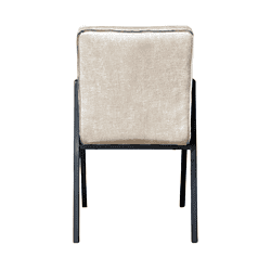 Elegant eetstoel met beige velvet bekleding en zwart frame, perfect voor moderne interieurs. Comfortabel, stijlvol en duurzaam, ideaal voor thuis of in een restaurant.