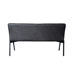Industrial design bank zwart velvet stoffen bank met slanke metalen poten voor modern interieur.
