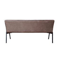 Elegant bank met zachte taupe bekleding en zwart metalen poten, ideaal voor modern interieur en ontspannen zitplezier.