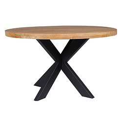 Unieke houten eettafel met zwart metalen onderstel, modern design, perfecte toevoeging aan elk interieur, handgemaakt meubel, duurzaam en stabiel, geschikt voor gezellige diners en ontmoetingen.