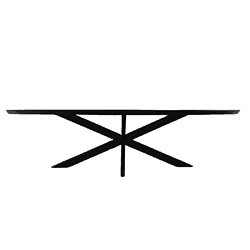 Minimalistisch zwart houten eet- en salontafel, handgemaakt design, modern meubelstuk, geschikt voor woonkamer en eetkamer, hoogwaardige afwerking, duurzame materialen.