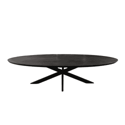 Moderne zwarte eettafel met uniek design, perfect voor een elegante woonkamer of eetkamer. Gemaakt van hoogwaardig hout, combineert stijl met functionaliteit voor elke moderne inrichting.